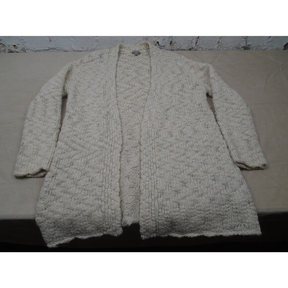 Womens J Jill Open Front Chunky Knit Sweater Cardigan Biege Wool Blend Size S - Picture 1 of 9